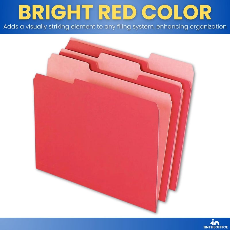 1InTheOffice Red File Folders Letter Size, File Folders with Tabs, Filling Folders, 1/3 Cut Tab, 24/Pack - Image 5